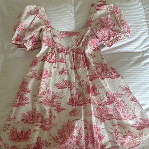 Laura Ashley x Urban Outfitters Pink Toile Baby Doll Dress
